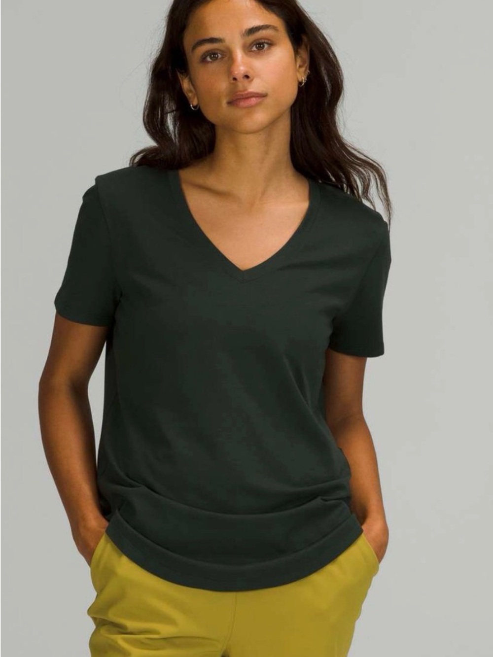 lululemon athletica Women's V-Neck Short Sleeve Tee in Dark Green